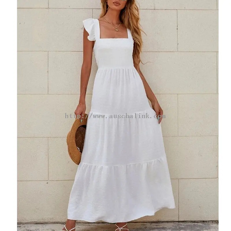 အဖြူရောင် Cami Cotton Plus Size Maxi Dress (၂) စုံ၊