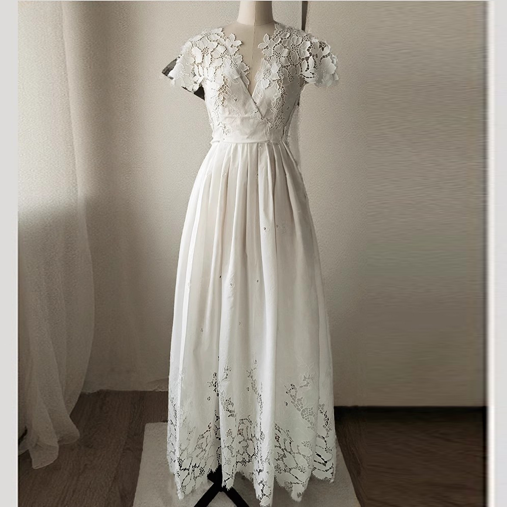 White Cotton Embroidered Dress Manufacturer (2)
