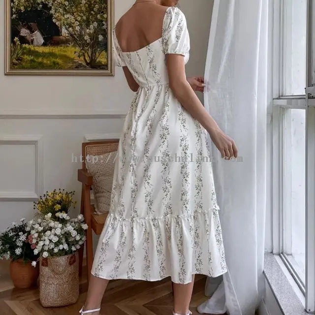 Cil û bergên Mîdî yên Casual Bohemian White Floral (2)