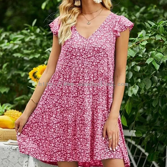 Puti nga Full Printed Cotton Ruffles Casual Dress (3)