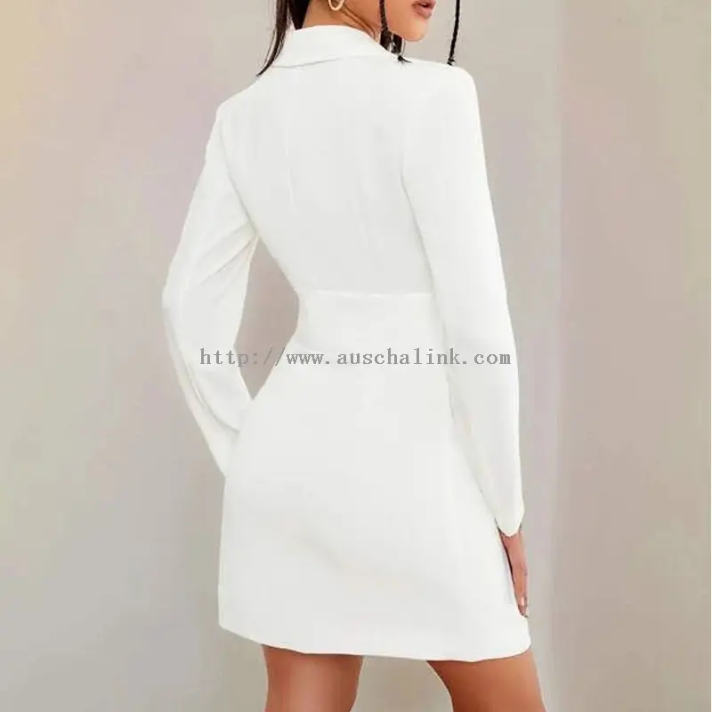White Lapel Office Sexy Bodycon Dress (1)