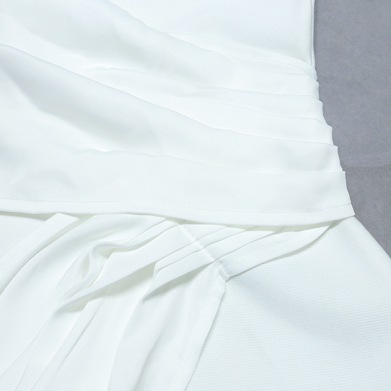 White Long Sleeve Irregular Celebrity Evening Dress (5)