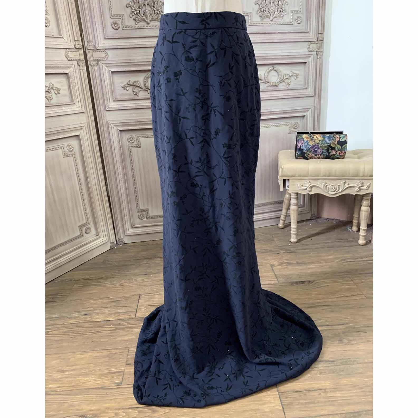XS Size Navy Blue Vintage 2-Piece Dress Set 0902C (3)