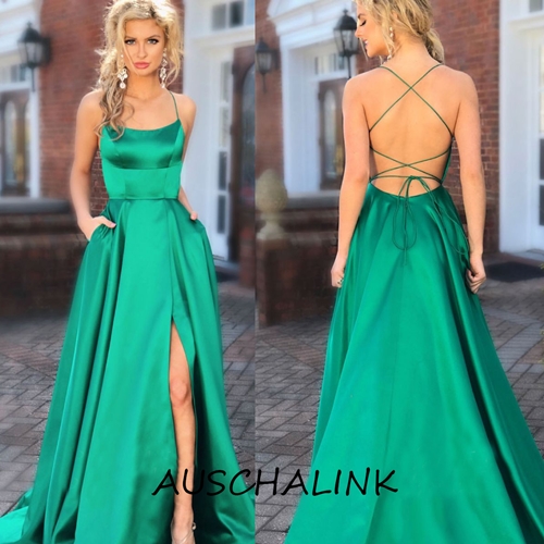 green-satin-A-line-open-back-side-slit-spaghetti-straps-designer-formal-dress-1