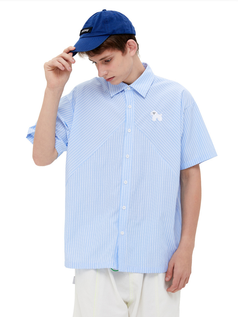 crys llewys byr streipiog coler polo top rhydd (17)